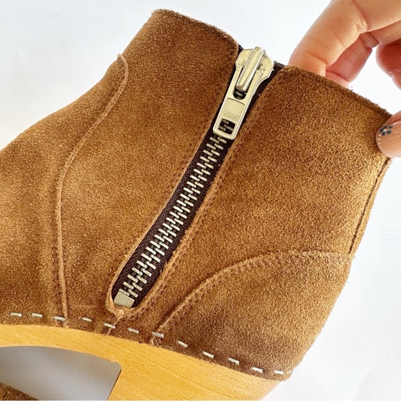 Swedish Hasbeens Women’s Zip It Emy Brown Suede Clog Booties Ankle Boots 39 Boho - Picture 9 of 13